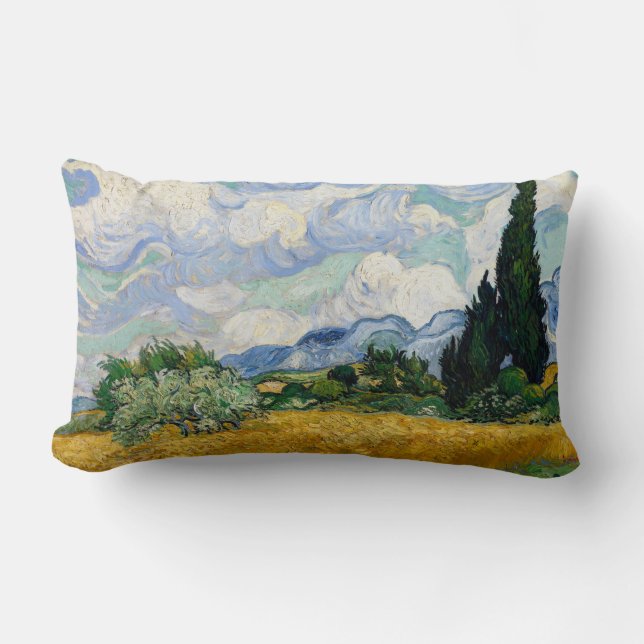 Vincent Van Gogh Wheat Field With Cypresses Lumbar Cushion (Front)