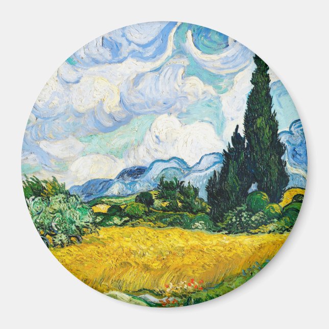 Vincent Van Gogh Wheat Field with Cypresses Magnet (Front)