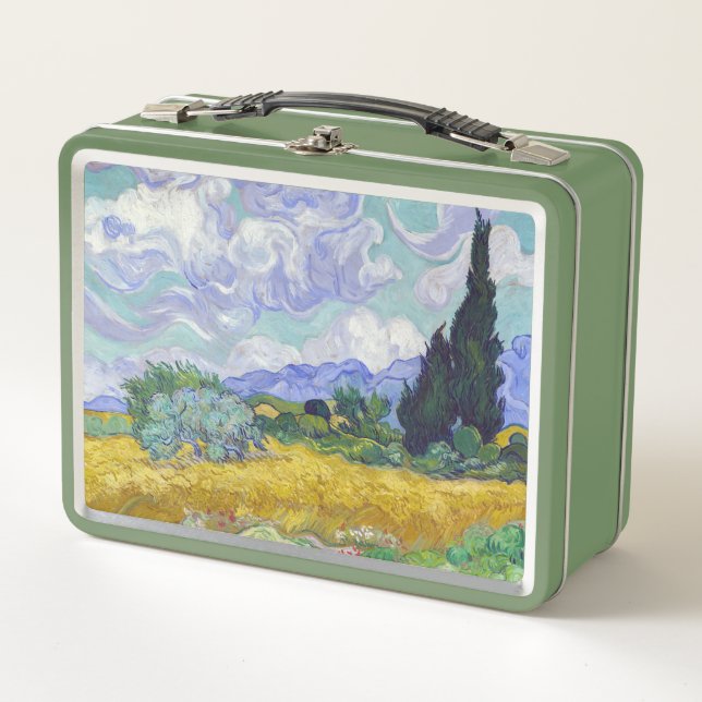 Vincent Van Gogh - Wheat Field with Cypresses Metal Lunch Box (Front)