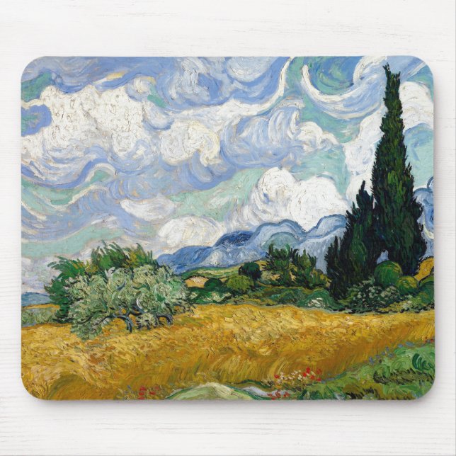 Vincent Van Gogh Wheat Field With Cypresses Mouse Pad (Front)