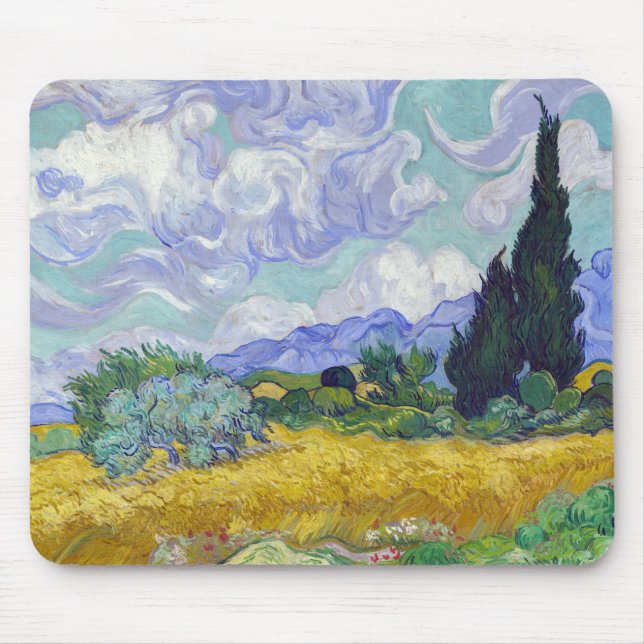 Vincent Van Gogh - Wheat Field with Cypresses Mouse Pad (Front)