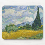 Vincent Van Gogh Wheat Field with Cypresses Mouse Pad<br><div class="desc">Beautiful artwork from 1889 by the famous painter Vincent Van Gogh,  one of my favourite artists from the impressionist period. This impressionism landscape art features tall green cypresses set against pretty swirling clouds above a wheat field.</div>