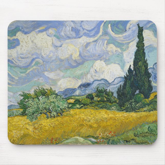Vincent Van Gogh Wheat Field with Cypresses Mouse Pad (Front)
