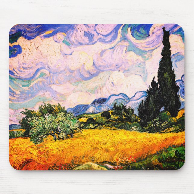 Vincent Van Gogh Wheat Field with Cypresses Mouse Pad (Front)