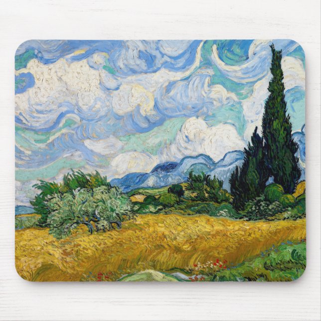 Vincent Van Gogh - Wheat Field with Cypresses Mouse Pad (Front)