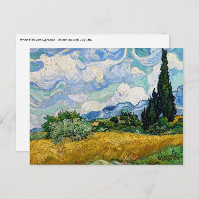 Vincent Van Gogh - Wheat Field with Cypresses Postcard (Front/Back)