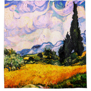 Vincent Van Gogh Wheat Field with Cypresses Shower Curtain