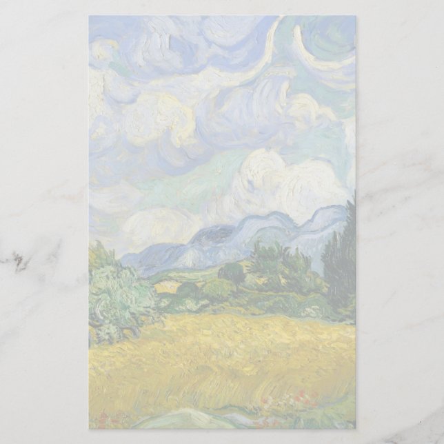 Vincent Van Gogh Wheat Field with Cypresses Stationery (Front)