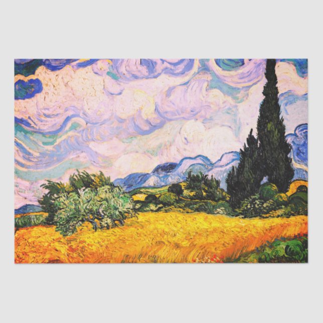 Vincent Van Gogh Wheat Field with Cypresses Tissue Tissue Paper (Front)