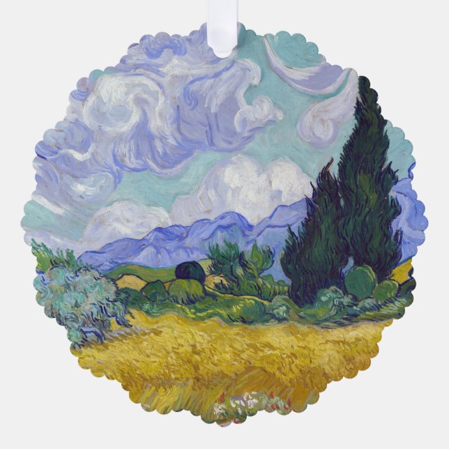 Vincent Van Gogh - Wheat Field with Cypresses Tree Decoration Card (Front)