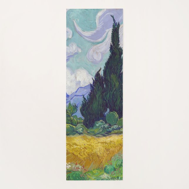 Vincent Van Gogh - Wheat Field with Cypresses Yoga Mat (Back)