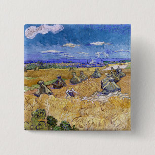 Vincent van Gogh - Wheat Stacks with Reapers 15 Cm Square Badge