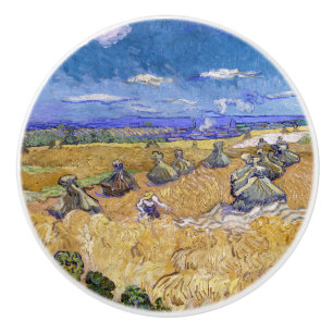 Vincent van Gogh - Wheat Stacks with Reapers Ceramic Knob