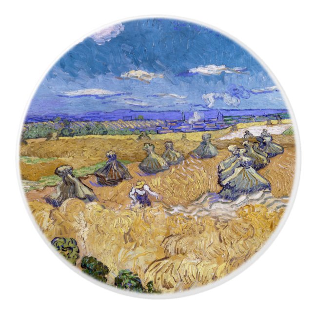 Vincent van Gogh - Wheat Stacks with Reapers Ceramic Knob (Front)
