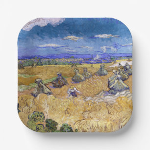 Vincent van Gogh - Wheat Stacks with Reapers Paper Plate