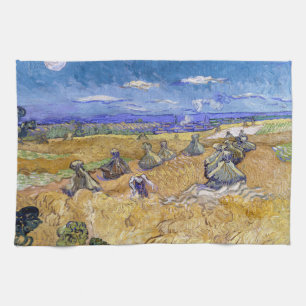 Vincent van Gogh - Wheat Stacks with Reapers Tea Towel