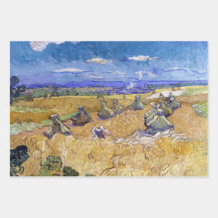 Vincent van Gogh - Wheat Stacks with Reapers Wrapping Paper Sheet