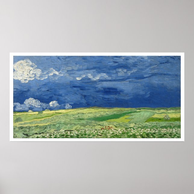 Vincent Van Gogh Wheatfield Under Thunderclouds Poster (Front)