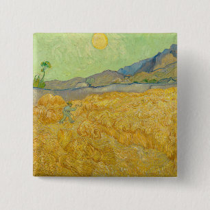Vincent van Gogh - Wheatfield with a Reaper 15 Cm Square Badge