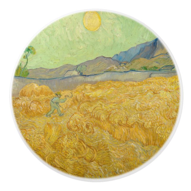 Vincent van Gogh - Wheatfield with a Reaper Ceramic Knob (Front)