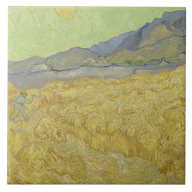 Vincent van Gogh - Wheatfield with a Reaper Ceramic Tile (Front)