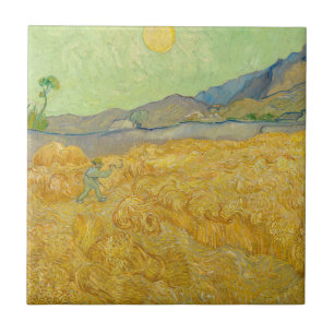 Vincent van Gogh - Wheatfield with a Reaper Ceramic Tile