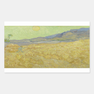 Vincent van Gogh - Wheatfield with a Reaper Rectangular Sticker