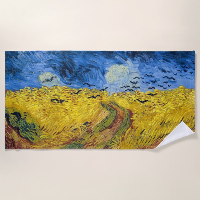 Vincent van Gogh - Wheatfield with Crows Beach Towel (Front)