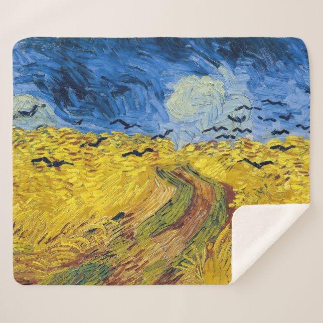 Vincent van Gogh - Wheatfield with Crows Sherpa Blanket (Front (Horizontal))