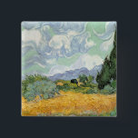 Vincent van Gogh | Wheatfield with Cypresses, 1889 15 Cm Square Badge<br><div class="desc">Wheatfield with Cypresses,  1889 | by Vincent van Gogh | Art Location: National Gallery,  London,  UK | Dutch Artist | Image Collection Number: BAL3585</div>