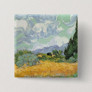 Vincent van Gogh Wheatfield with Cypresses, 1889 15 Cm Square Badge