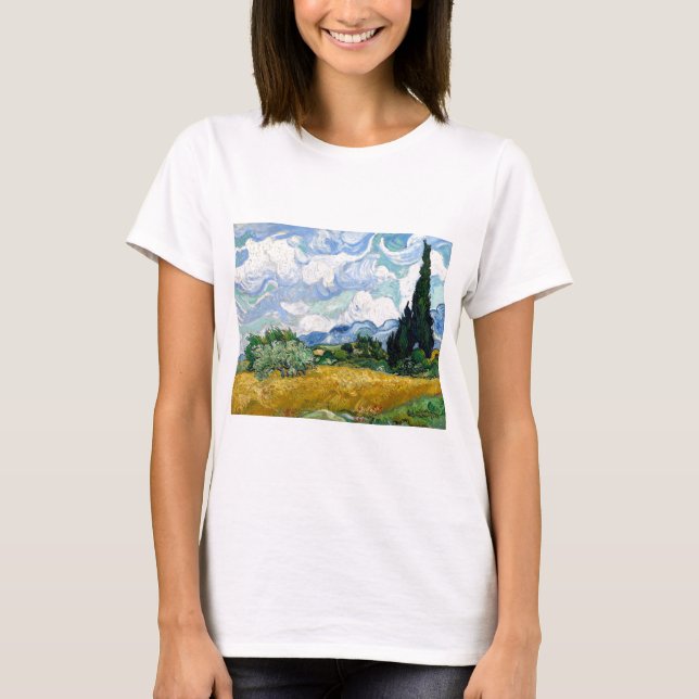 Vincent van Gogh Wheatfield with Cypresses T-Shirt (Front)