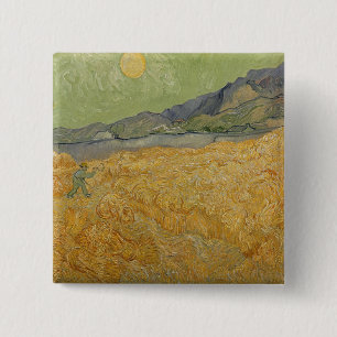 Vincent van Gogh Wheatfield with Reaper, 1889 15 Cm Square Badge