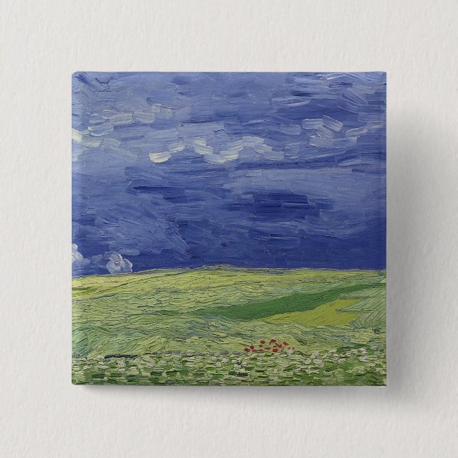 Vincent van Gogh | Wheatfields under Thundercloud 15 Cm Square Badge (Front)