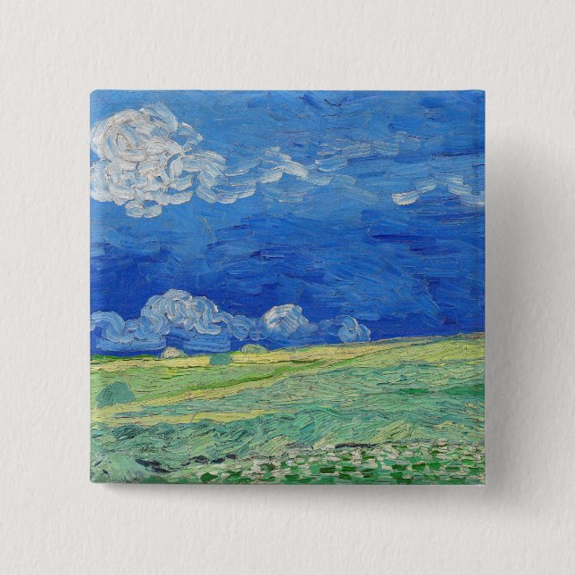 Vincent van Gogh - Wheatfields under Thunderclouds 15 Cm Square Badge (Front)