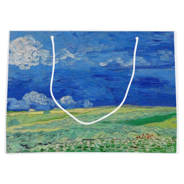 Vincent van Gogh - Wheatfields under Thunderclouds Large Gift Bag (Front)