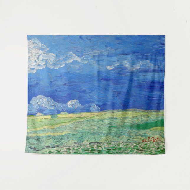 Vincent van Gogh - Wheatfields under Thunderclouds Tapestry (Front (Horizontal))