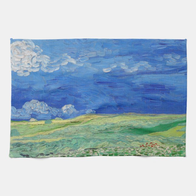 Vincent van Gogh - Wheatfields under Thunderclouds Tea Towel (Horizontal)