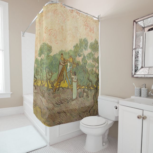Vincent van Gogh - Women Picking Olives Shower Curtain (In Situ)