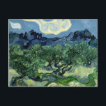 Vincent van Gogh's Olive Trees (1889) Postcard<br><div class="desc">A classic artwork that has passed into the public domain and makes wonderful gifts and other products. One of my favourite van Gogh paintings, "Olive Trees with the Alpilles in the Background" is from his series of painting known as the "Cypresses" and includes the swirling features of the sky most...</div>