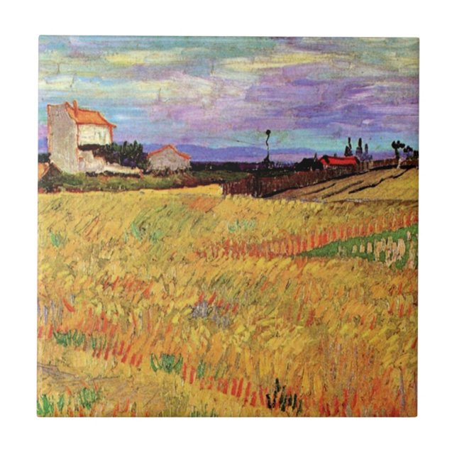 Vincent van Gogh's painting, Wheat Field, Ceramic Tile (Front)