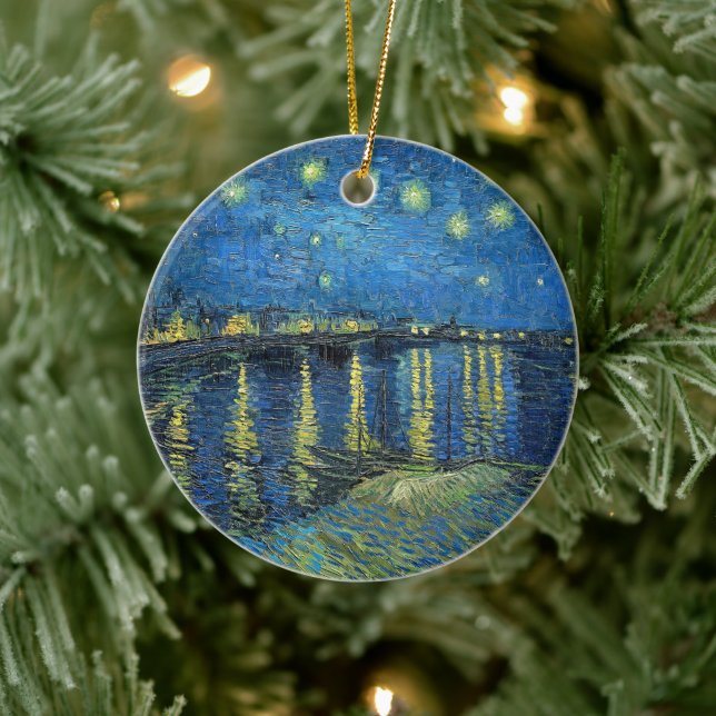 Vincent van Gogh's Starry Night Over the Rhone Ceramic Ornament (Tree)