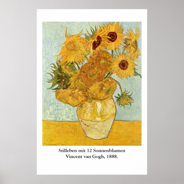 Vincent van Gogh's Stilleben mit 12 Sonnenblumen Poster (Front)