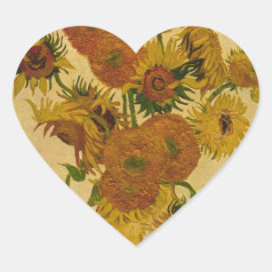 Vincent van Gogh's Sunflowers, 1878 Heart Sticker
