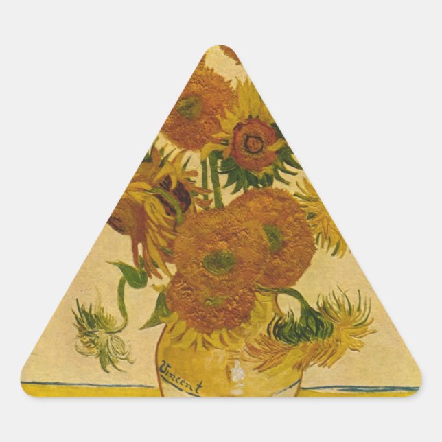 Vincent van Gogh's Sunflowers, 1878 Triangle Sticker (Front)