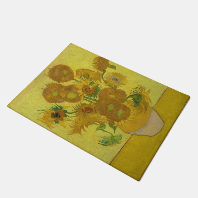 Vincent Van Gogh's Sunflowers Door Mat (Angled)