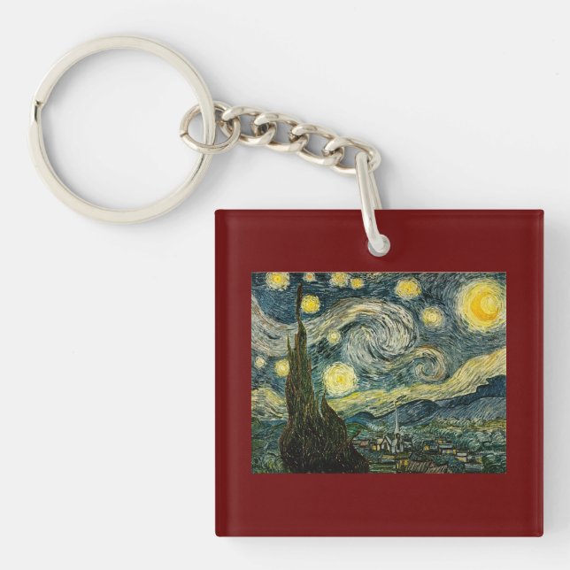 Vincent van Gogh's The Starry Night (1889) Key Ring (Front)