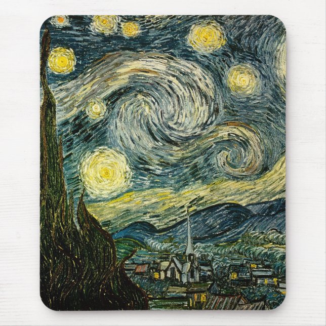 Vincent van Gogh's The Starry Night (1889) Mouse Pad (Front)