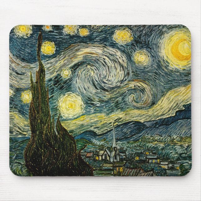 Vincent van Gogh's The Starry Night (1889) Mouse Pad (Front)
