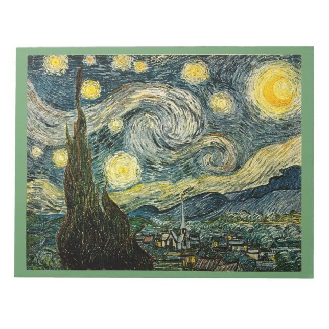 Vincent van Gogh's The Starry Night (1889) Notepad (Front)